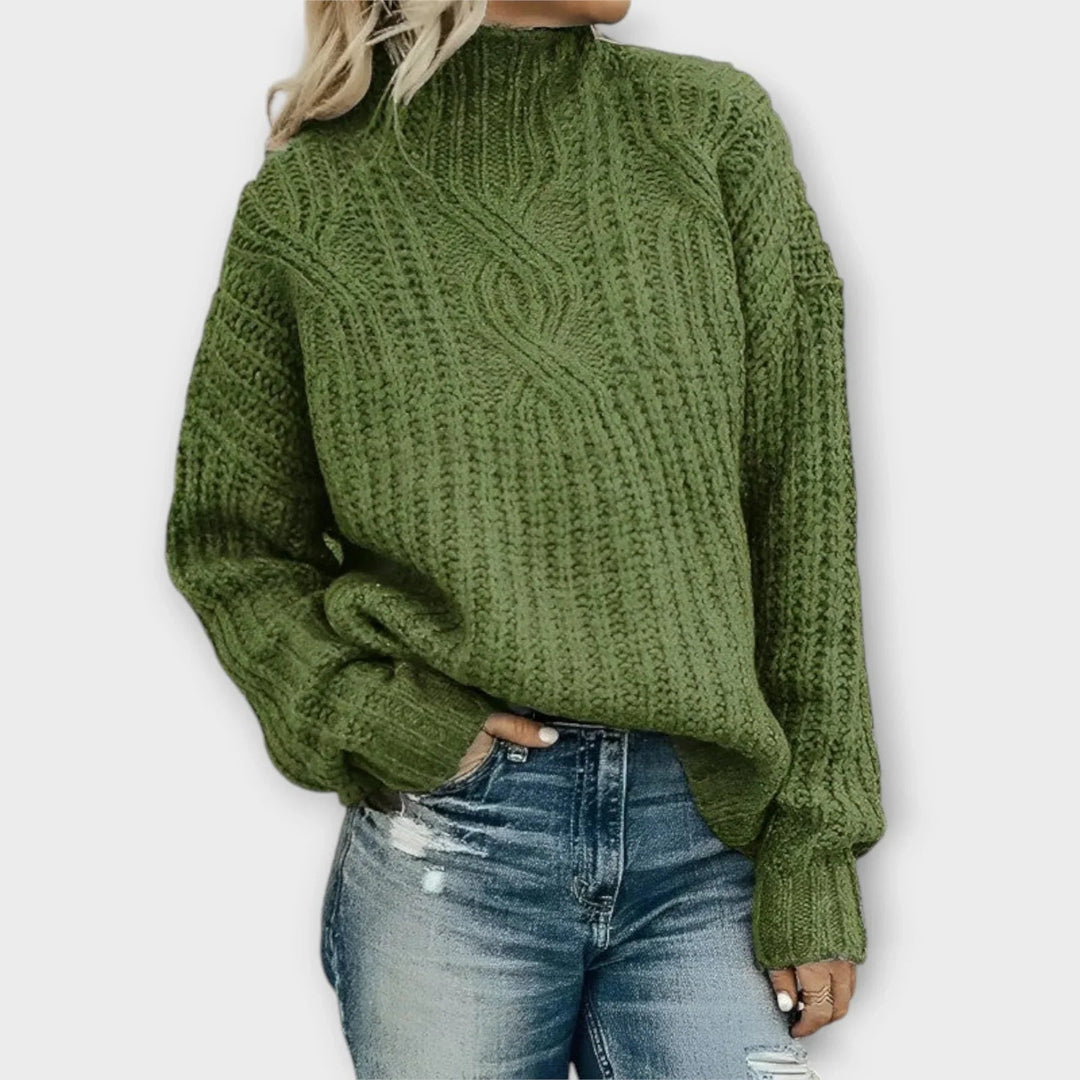 Amelia | Elegant Women's Turtleneck Sweater with Cable Knit Pattern