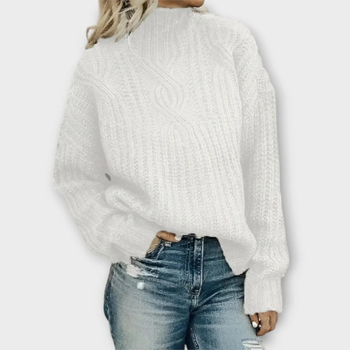 Amelia | Elegant Women's Turtleneck Sweater with Cable Knit Pattern