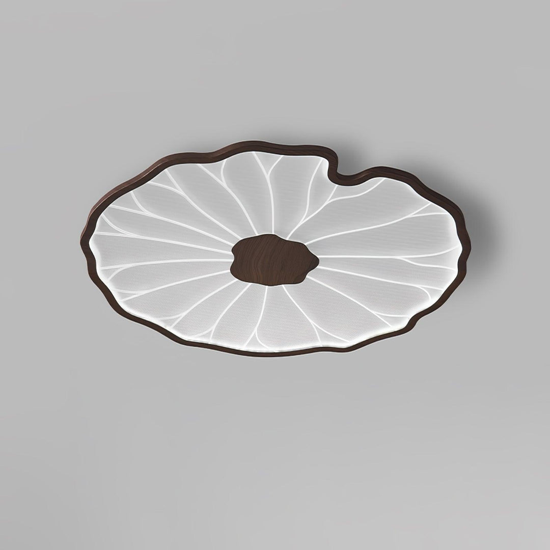 Solara Lotus Leaf Ceiling Light with Wood Finish