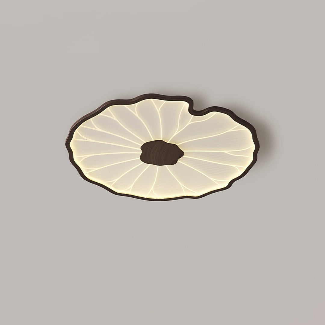 Solara Lotus Leaf Ceiling Light with Wood Finish