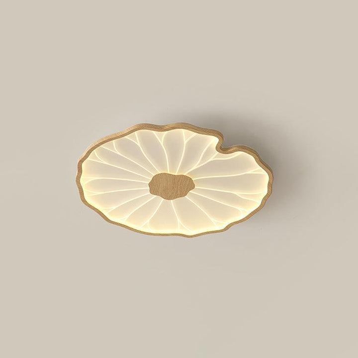 Solara Lotus Leaf Ceiling Light with Wood Finish
