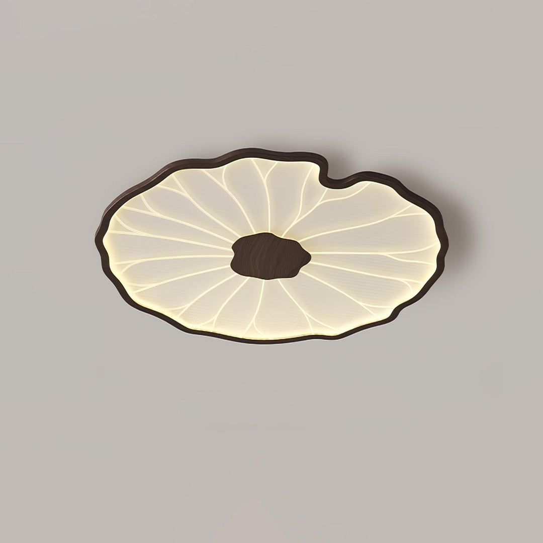 Solara Lotus Leaf Ceiling Light with Wood Finish
