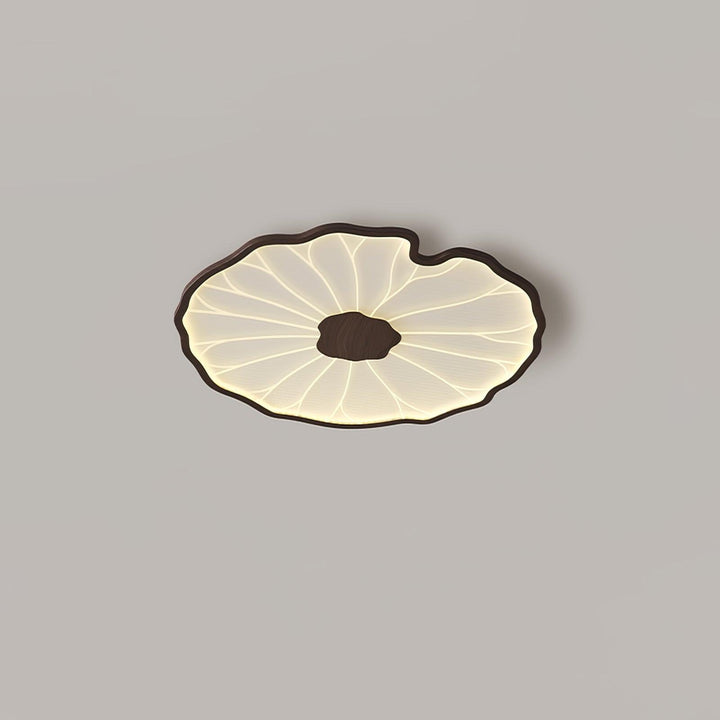 Solara Lotus Leaf Ceiling Light with Wood Finish