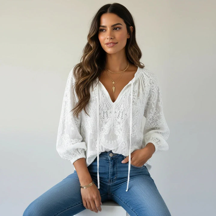 Bohemian Lace Women's Blouse – Lightweight, Elegant, and Flowing