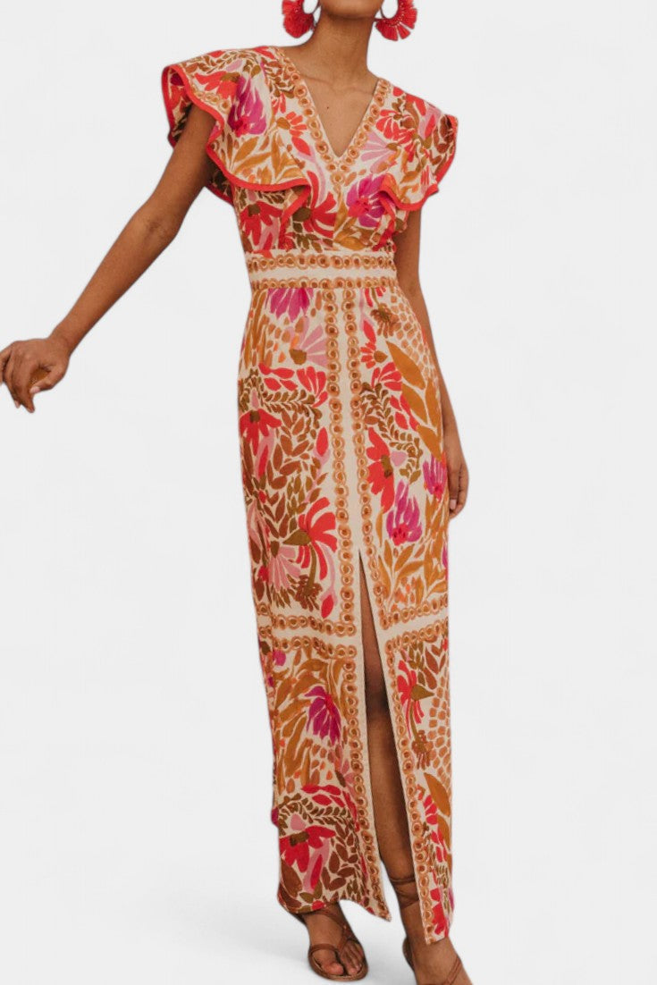 Suzanne Vibrant Floral Maxi Dress - Elena Harper