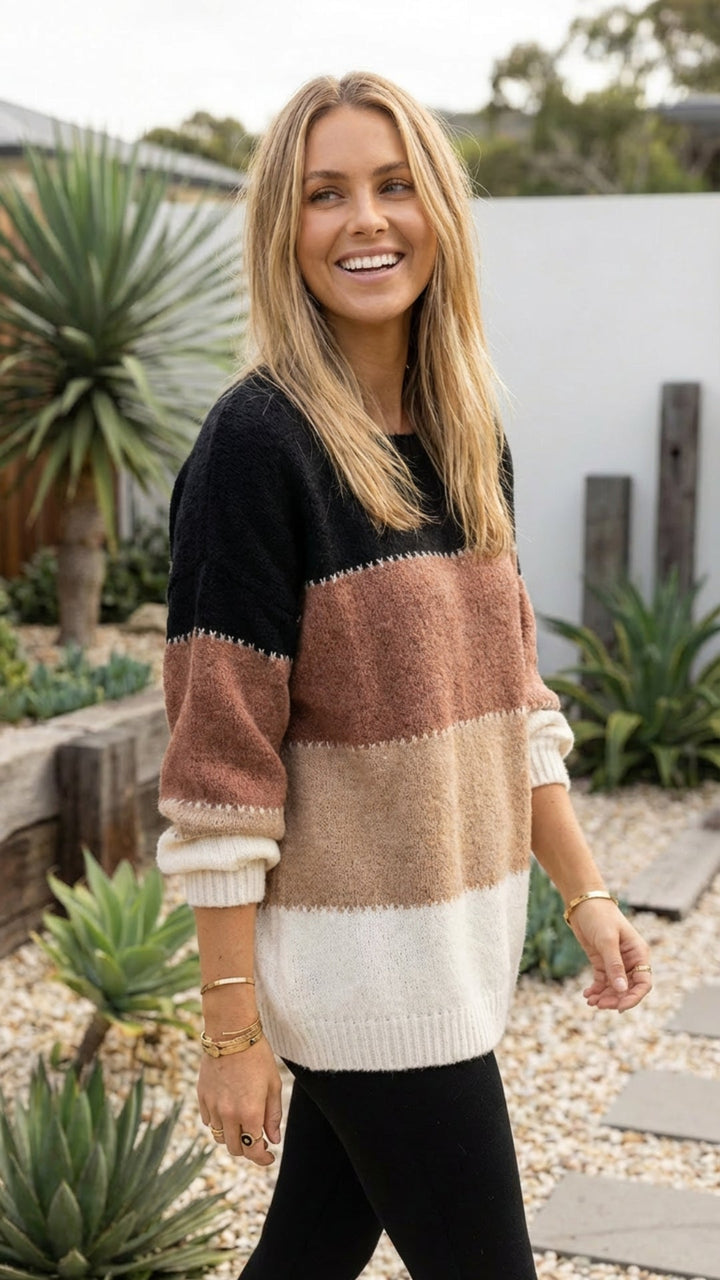 Women’s Striped Knit Sweater Pullover