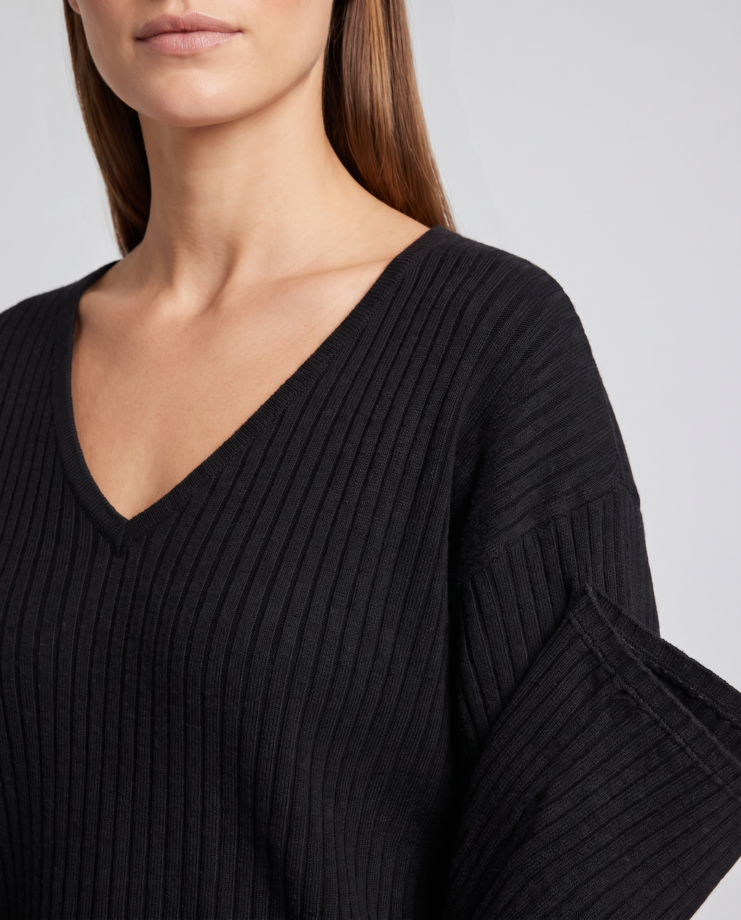 Black Knitted Two Piece Set Wide Leg