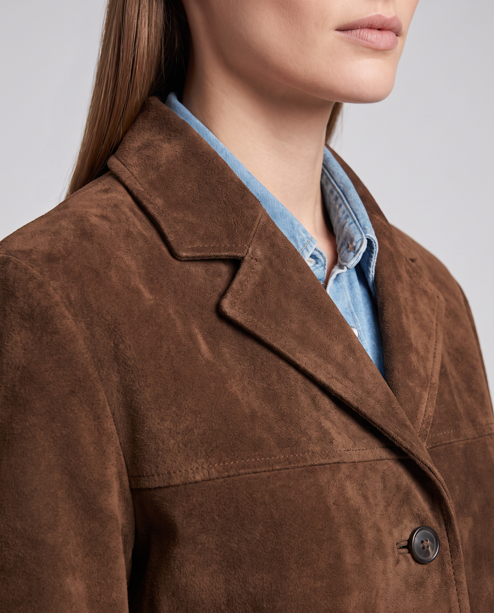 Brown Suede Look Blazer Oversized