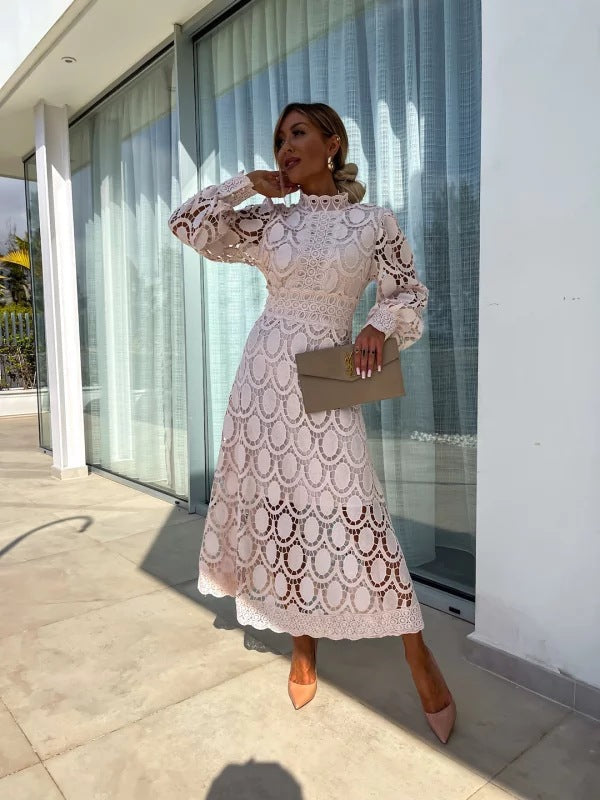 Luna Celestial Harmony Lace Midi Dress - Elena Harper