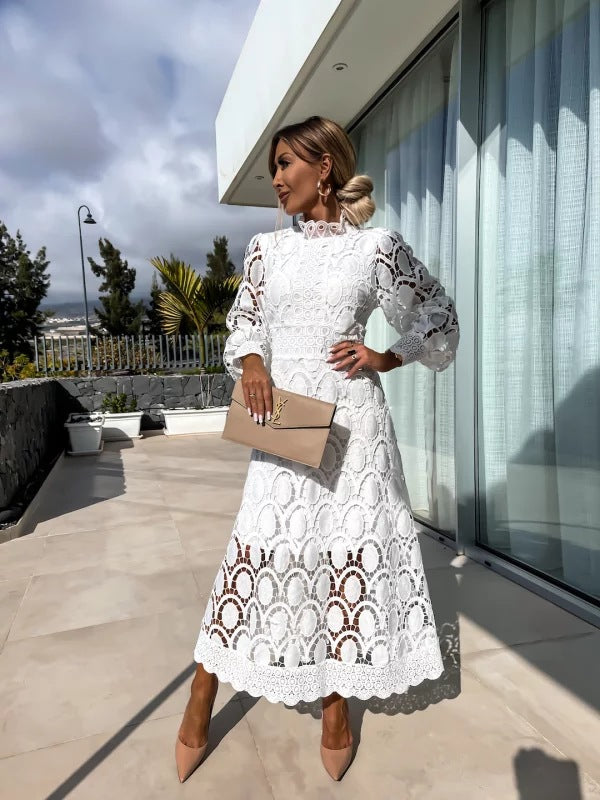 Luna Celestial Harmony Lace Midi Dress - Elena Harper