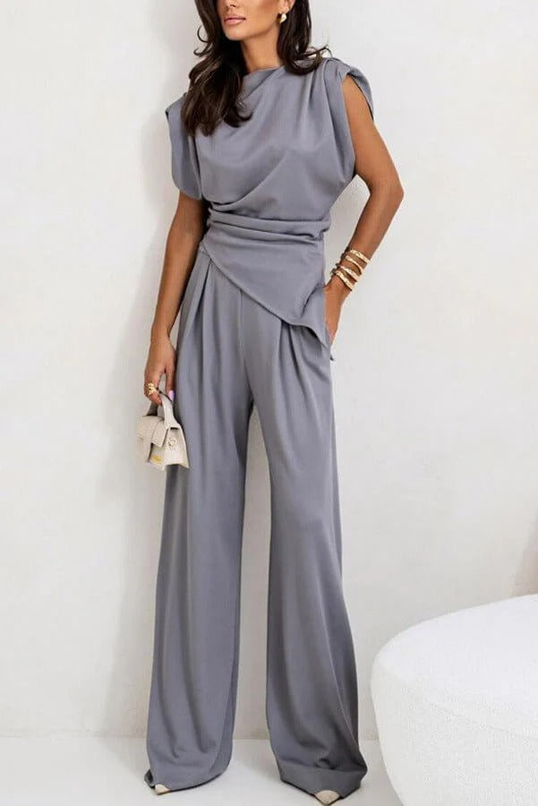 Two-Piece Draped Set for Women Elegant and Refined Allure, Ideal Style for Parties - Elena Harper
