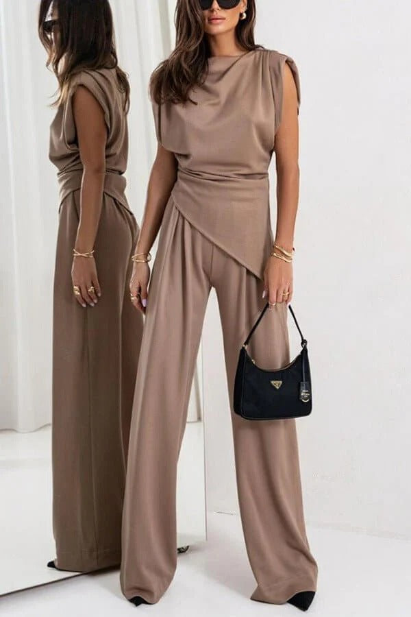 Two-Piece Draped Set for Women Elegant and Refined Allure, Ideal Style for Parties, view 4 - Elena Harper