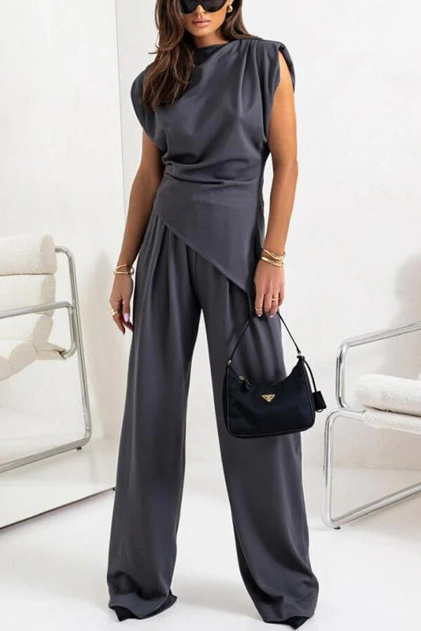 Two-Piece Draped Set for Women Elegant and Refined Allure, Ideal Style for Parties, view 9 - Elena Harper