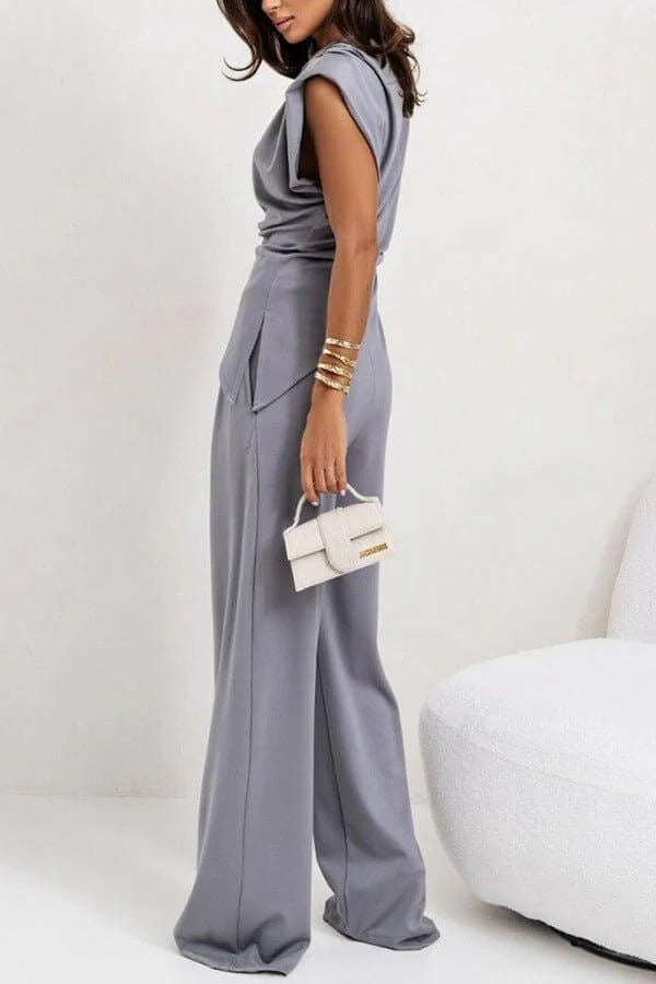 Two-Piece Draped Set for Women Elegant and Refined Allure, Ideal Style for Parties, view 2 - Elena Harper