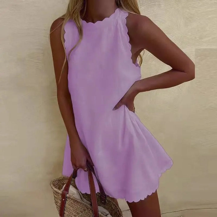 Women's Summer Mini Dress with Scalloped Edges – Light, Casual, and Seductive Summer Style