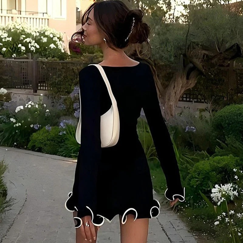 Elegant Mini Ruffle Dress for Women Fluid and Stylish for Parties, view 3 - Elena Harper