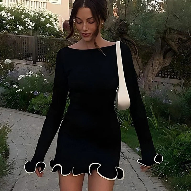Elegant Mini Ruffle Dress for Women Fluid and Stylish for Parties, view 2 - Elena Harper