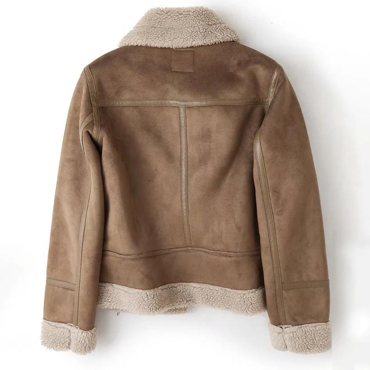 Biker Jacket for Women Teddy Lined Asymmetrical Zip Tailored