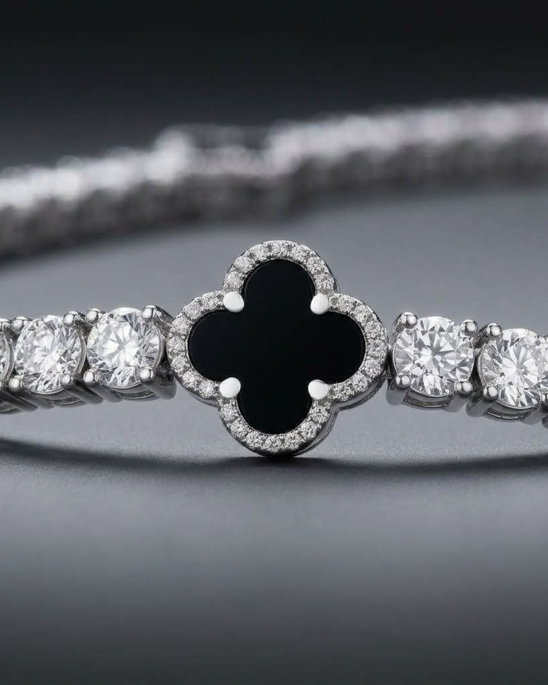 Tennis Necklace 5 Mm with Black Pattern