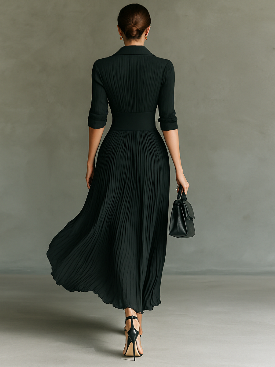 Amara Pleated Maxi Dress - Elena Harper
