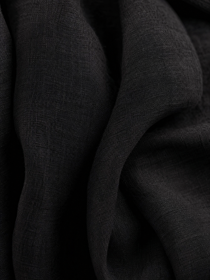 Women's Elegant Black Cotton And Linen Round-neck Sleeveless Top And Trousers Set, view 9 - Elena Harper