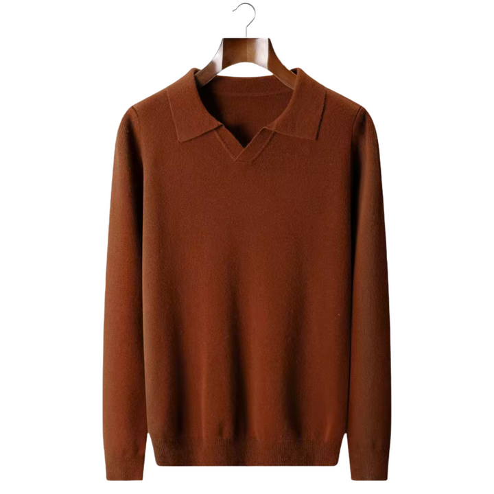 NOBA WOOL RIBBED BUTTONLESS POLO