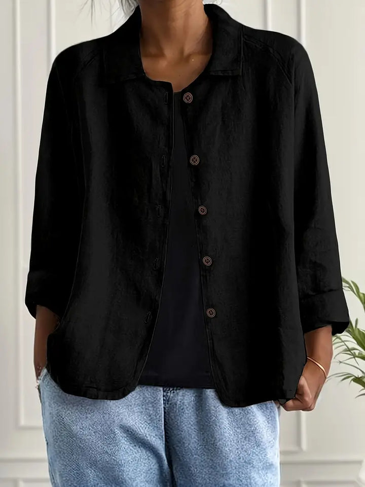 Lightweight Cotton Blouse with Collar and Button Closure for Women, view 6 - Elena Harper