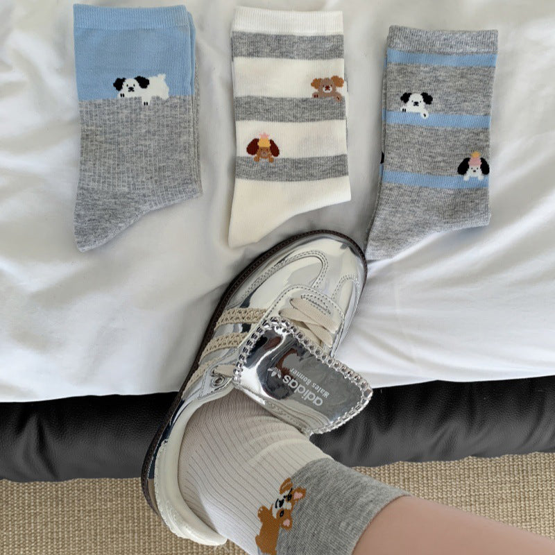 Casual Socks with Puppy Print