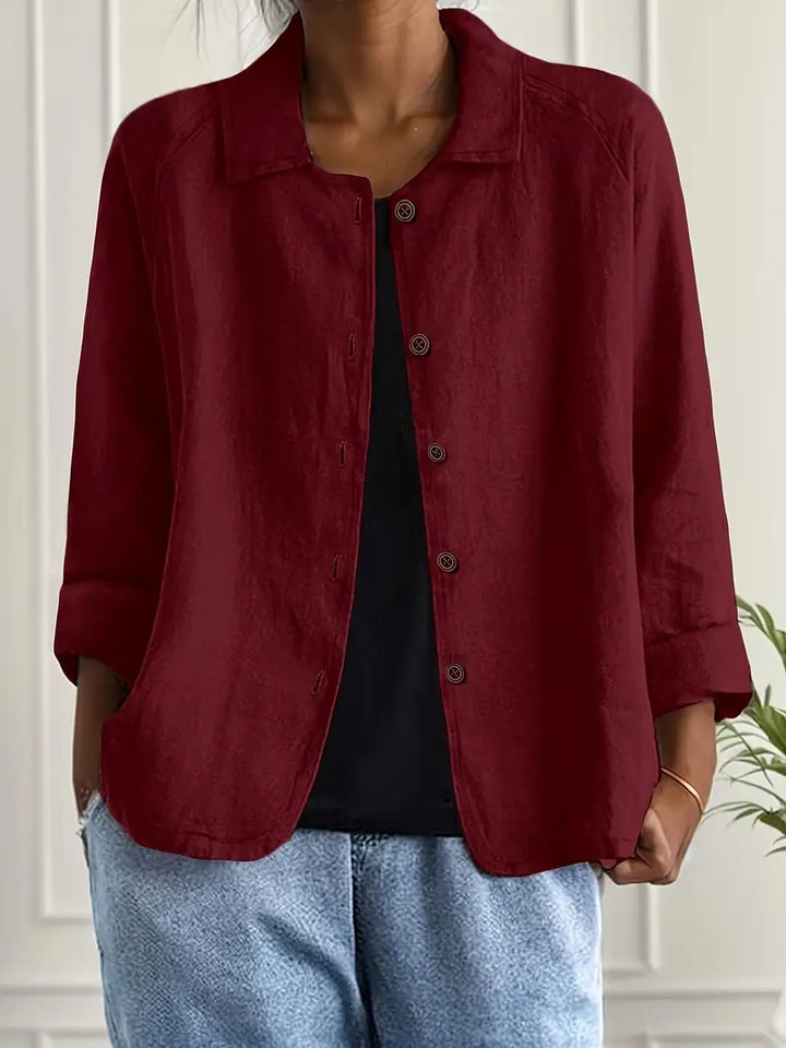 Lightweight Cotton Blouse with Collar and Button Closure for Women, view 7 - Elena Harper