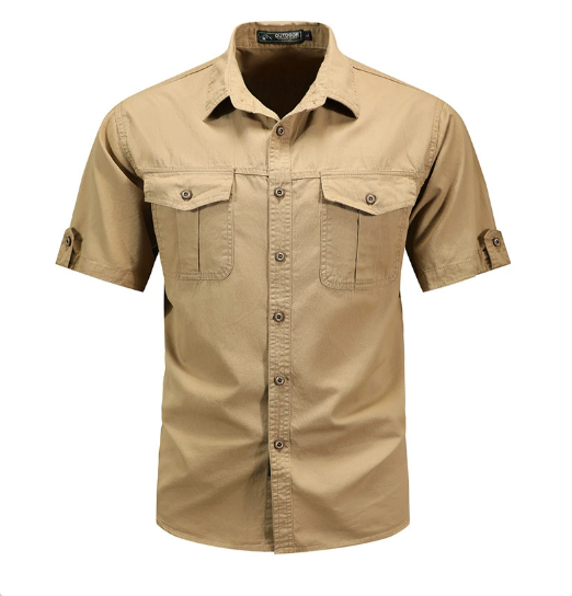 Premium Men's Utility Cargo Shirt – Short Cotton Shirt