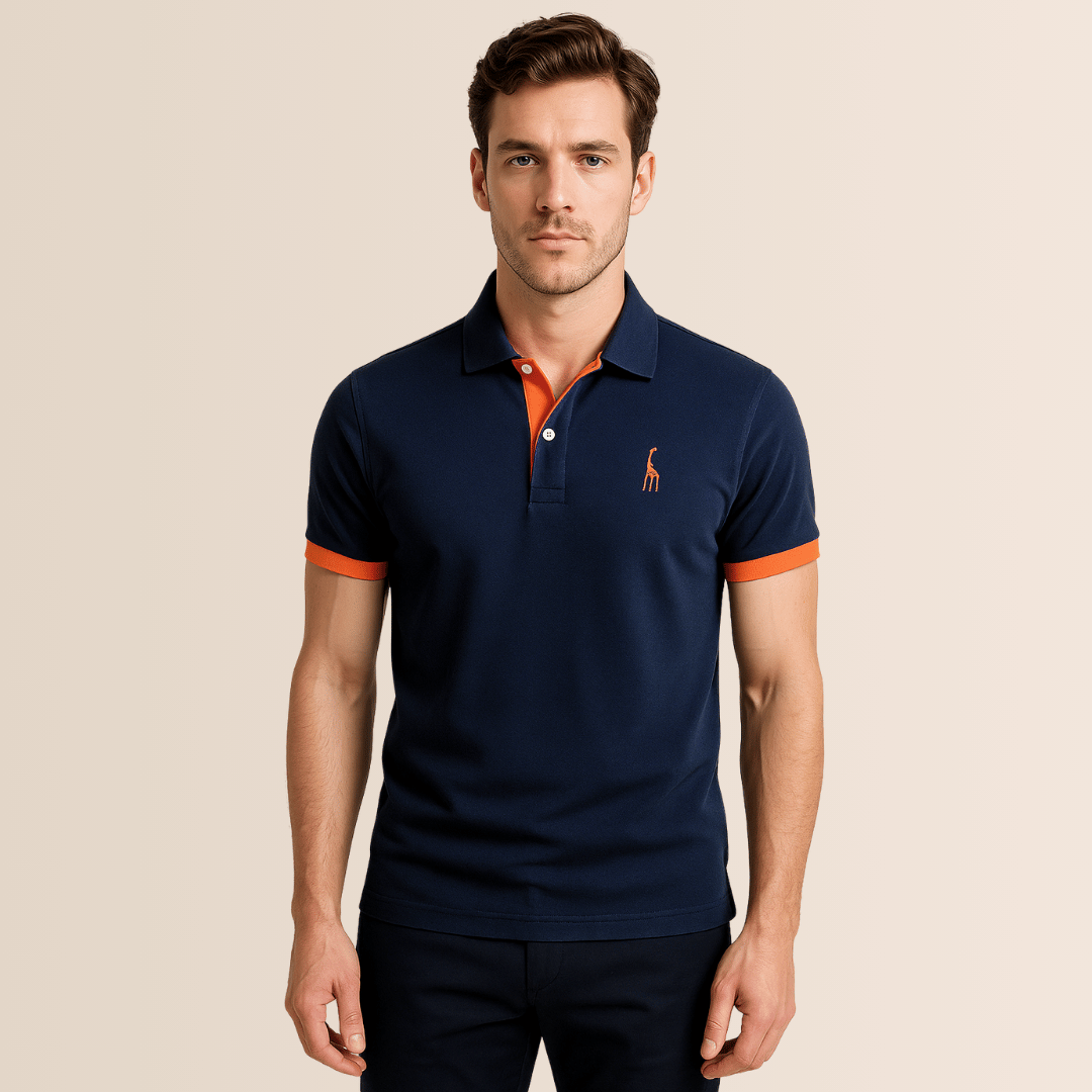 Men's Stand Collar V-Neck Polo Shirt for Casual Style