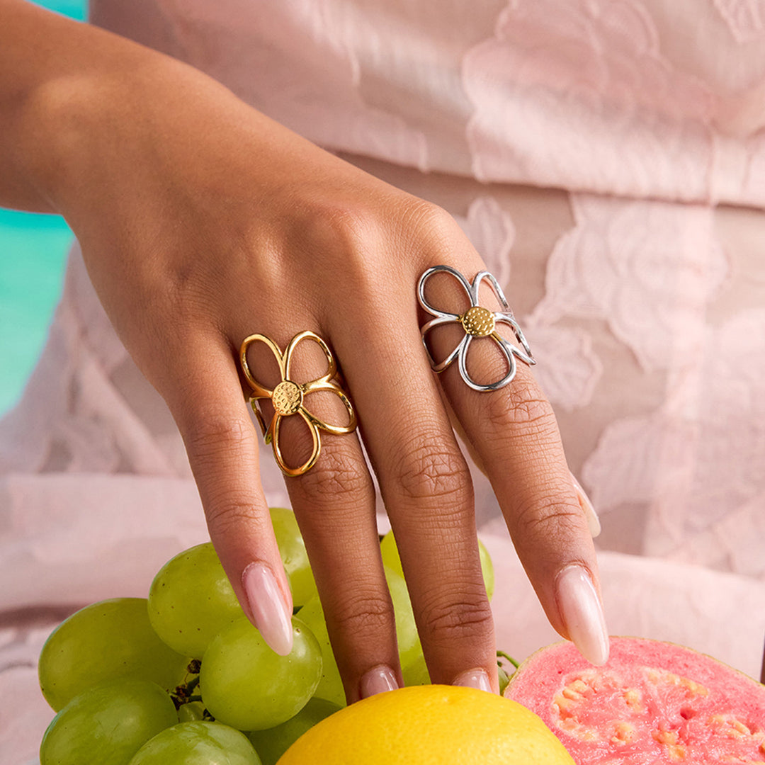 Meloni Adjustable Ring in Daisy Design, view 7 - Elena Harper