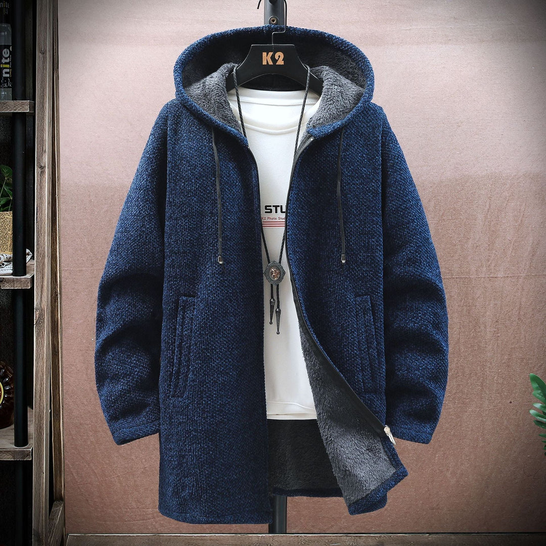 MICHAEL – LONG HOODED TEXTURED COAT
