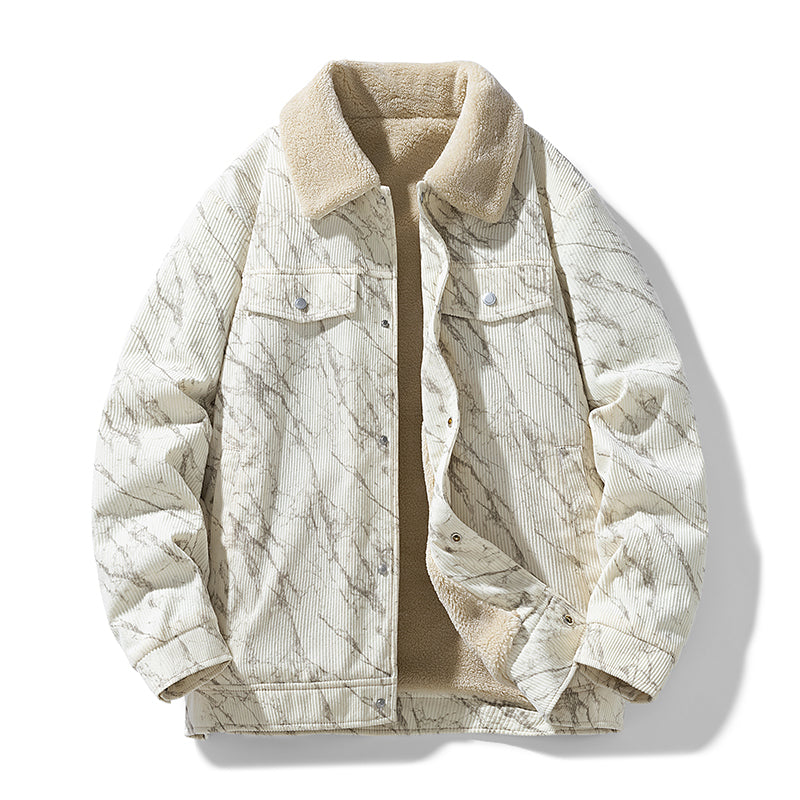 Men's Winter Jacket with Fleece Lining and Corduroy Texture, view 3 - Elena Harper