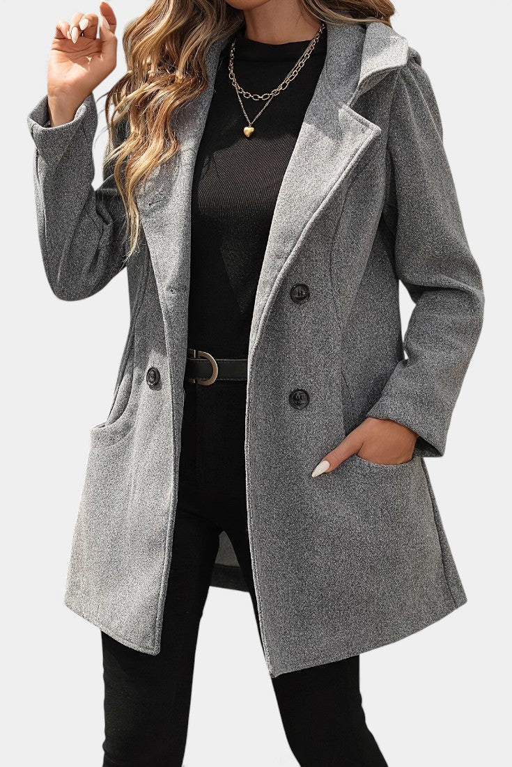 Coat for Women | Hood & Double-Breasted