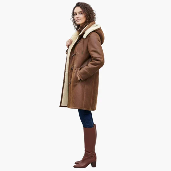 Mantelcoat Damen | Kapuze & Weich Gefüttert