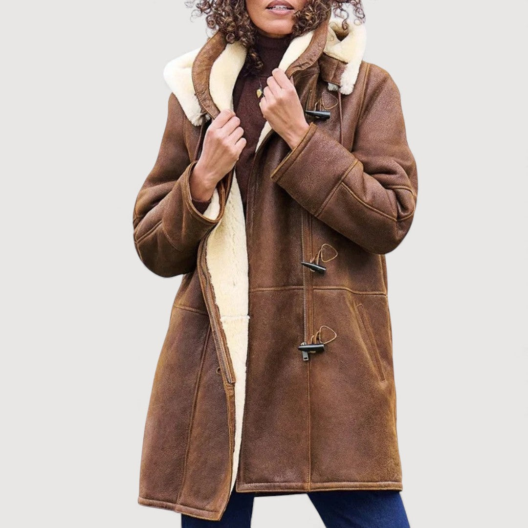 Mantelcoat Damen | Kapuze & Weich Gefüttert
