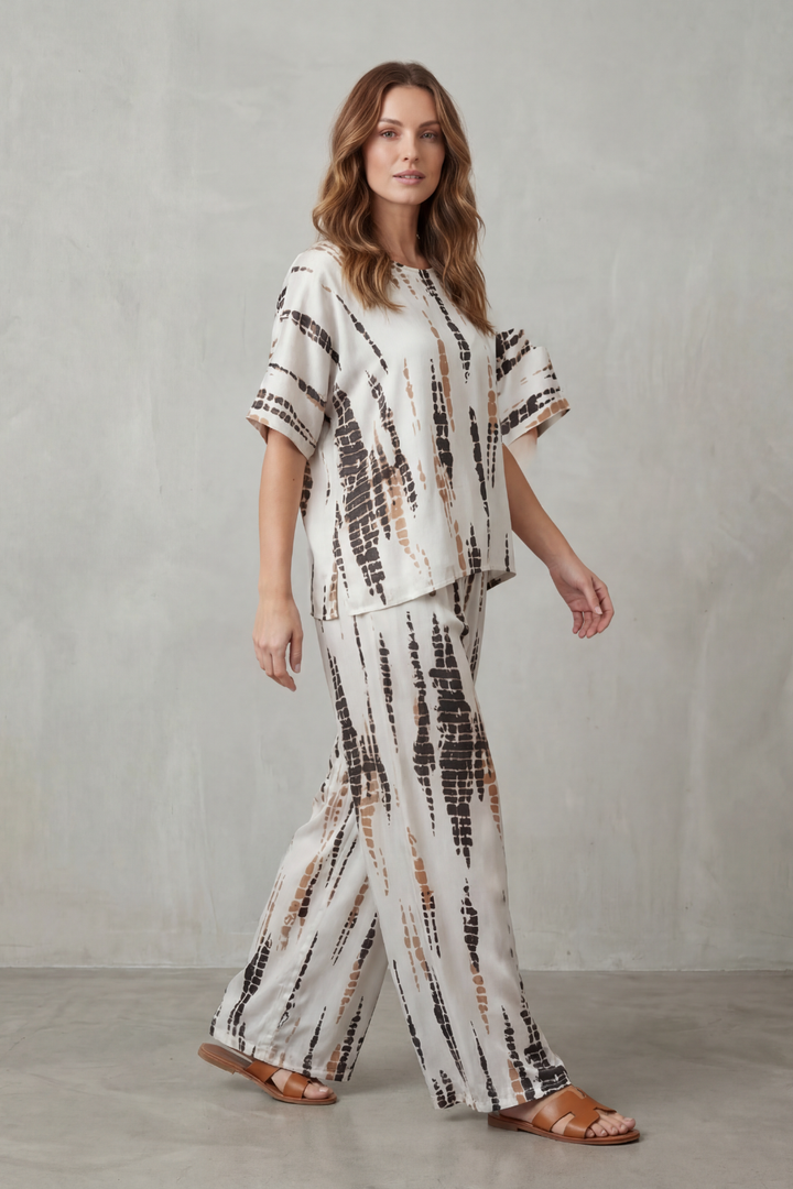 Women's Printed Short Sleeve Top and Trouser Co-ord Set Ermelle, view 3 - Elena Harper