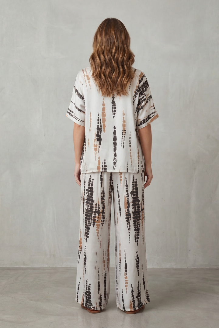 Women's Printed Short Sleeve Top and Trouser Co-ord Set Ermelle, view 4 - Elena Harper