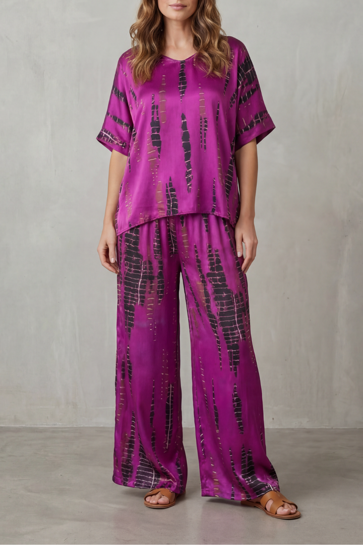 Women's Printed Short Sleeve Top and Trouser Co-ord Set Ermelle, view 5 - Elena Harper