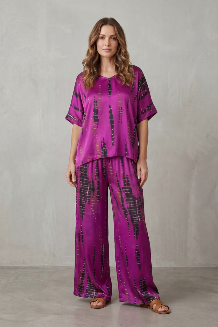 Women's Printed Short Sleeve Top and Trouser Co-ord Set Ermelle, view 6 - Elena Harper