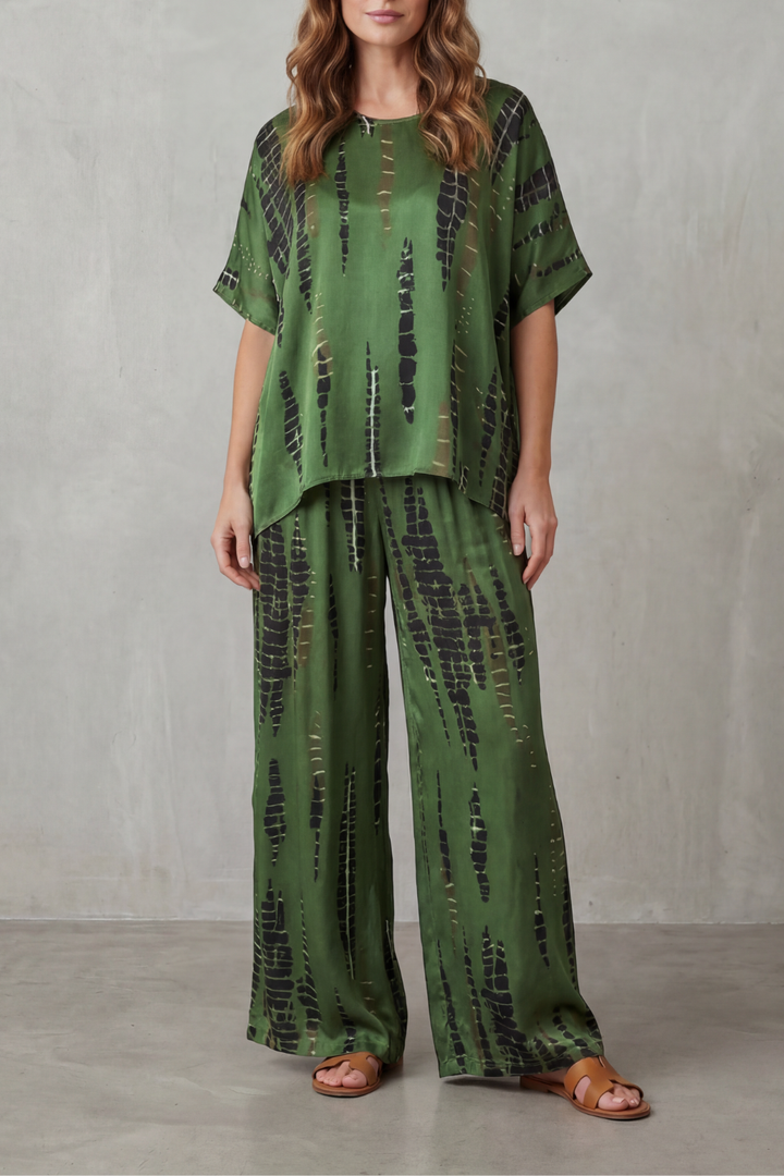 Women's Printed Short Sleeve Top and Trouser Co-ord Set Ermelle, view 7 - Elena Harper