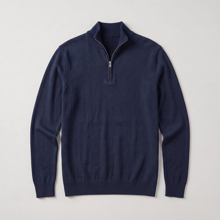 Montarello Men's Knit Pullover with Mock Neck and Quarter-Zip Closure
