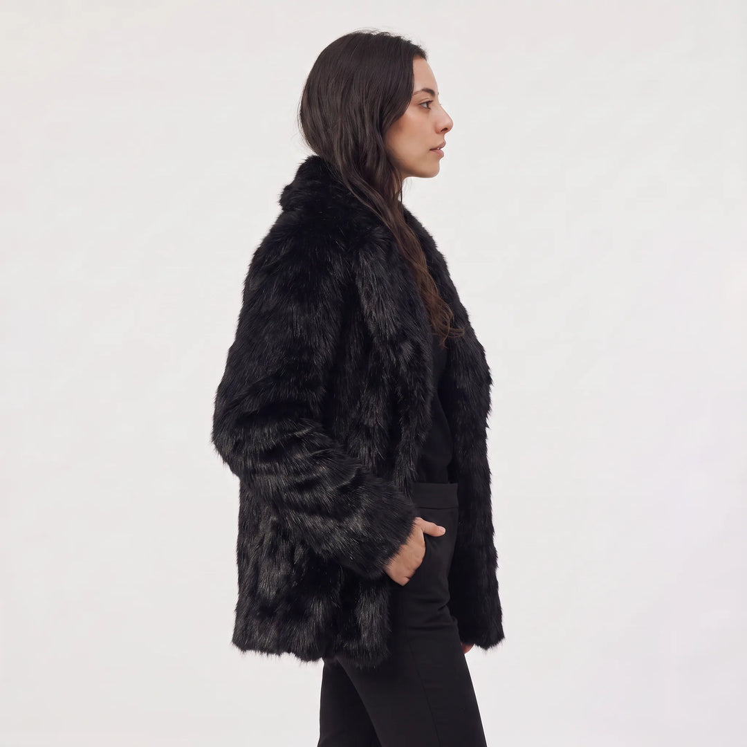Ladies Oversized Faux Fur Coat with Open Front