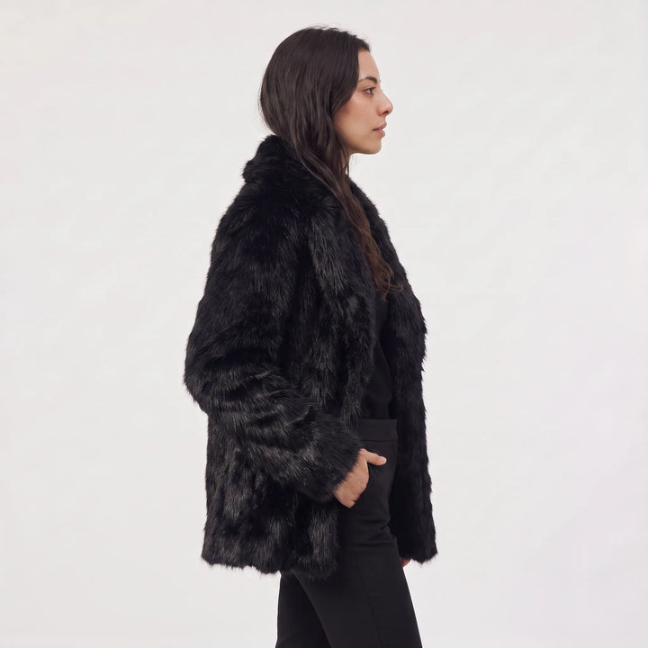 Ladies Oversized Faux Fur Coat with Open Front