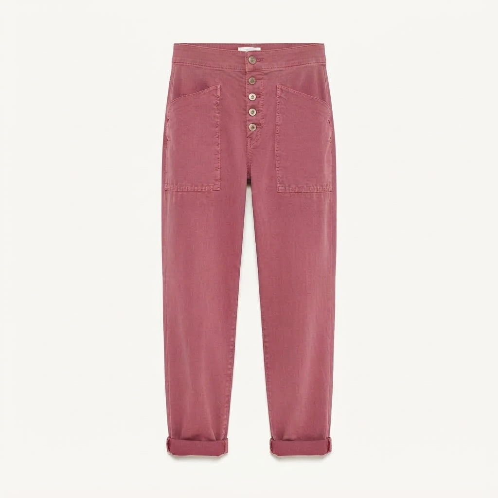 Marnie Ellison | Linen Look Trousers With Button Detail For Women