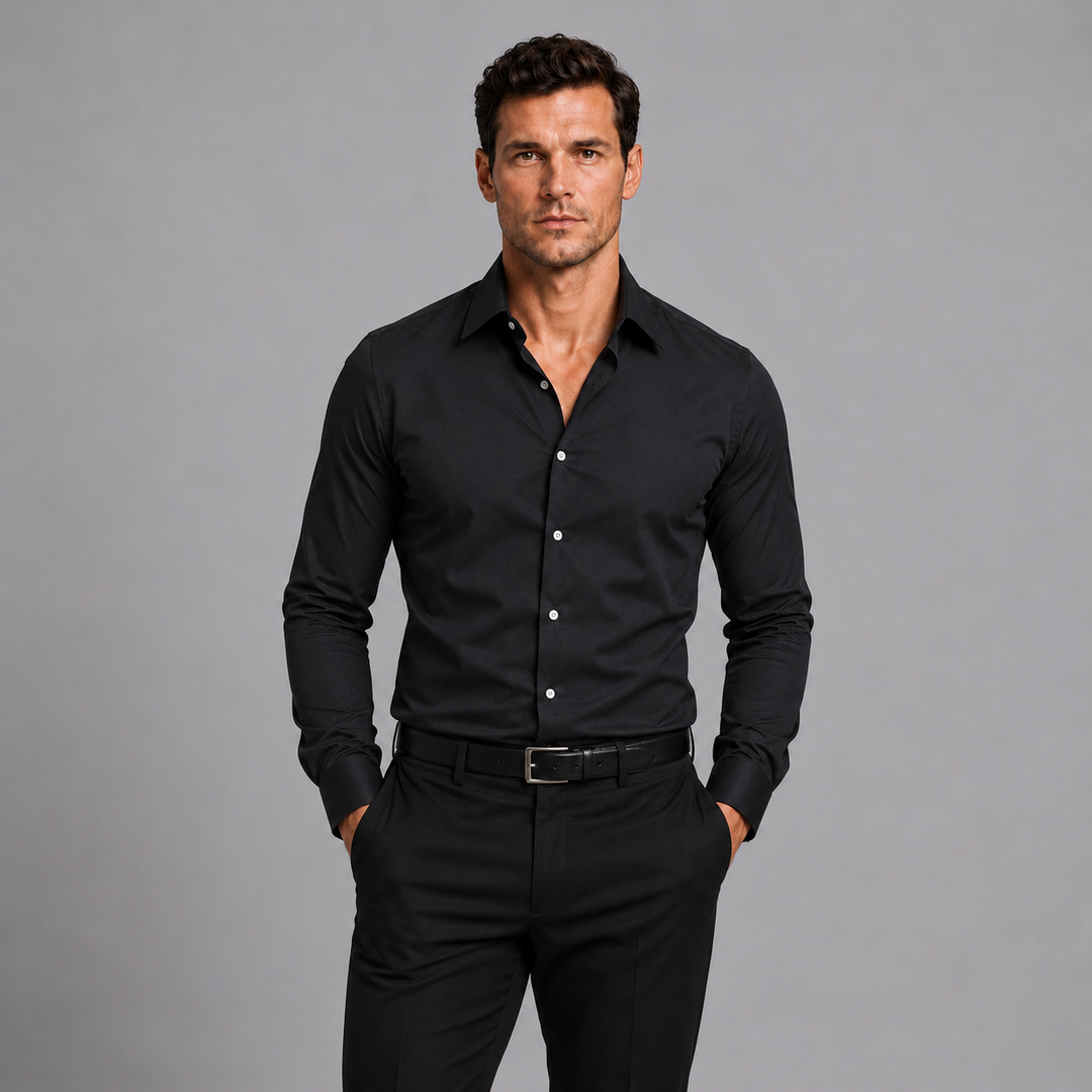 Men's Slim Fit Stretch Satin Look Shirt Montarello