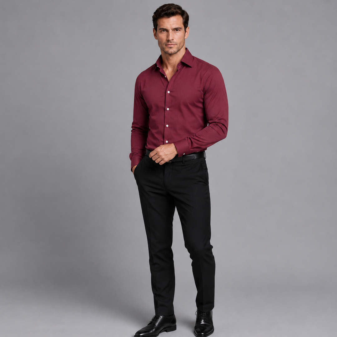 Men's Slim Fit Stretch Satin Look Shirt Montarello