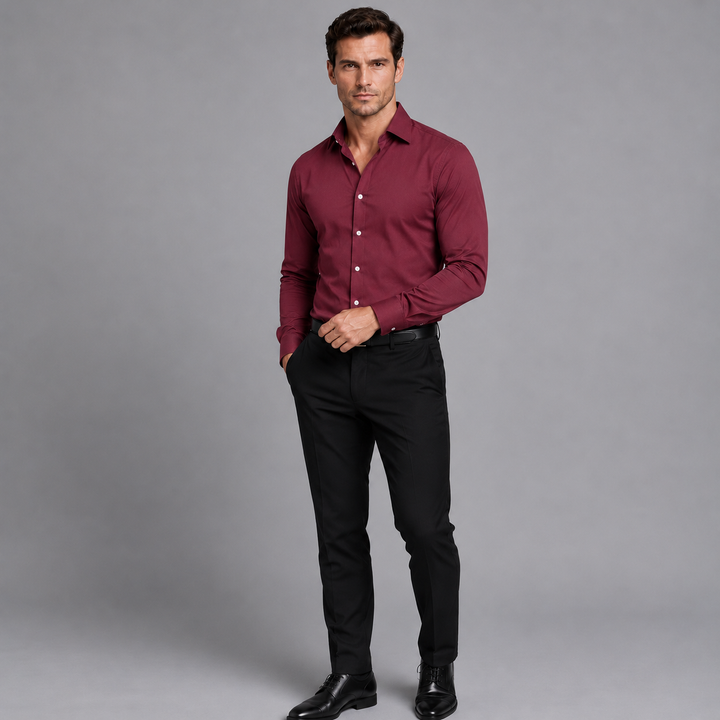Men's Slim Fit Stretch Satin Look Shirt Montarello