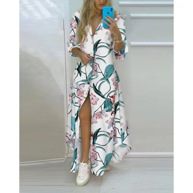 Maxi Summer Dress for Women with Button Placket - Annabel